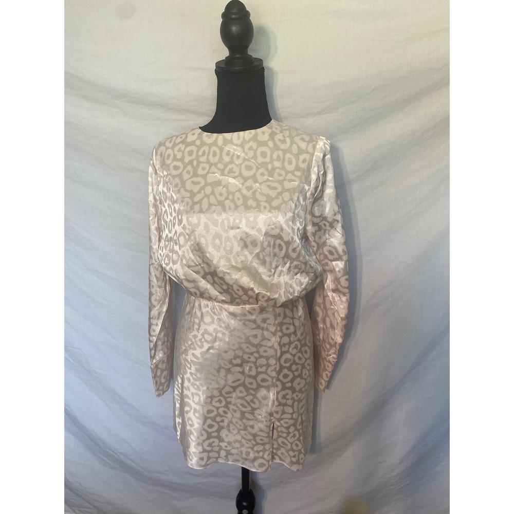 Line & Dot Champagne Leopard Jacquard Satin Mini‎ Dress LD5506B Pink Small NWT